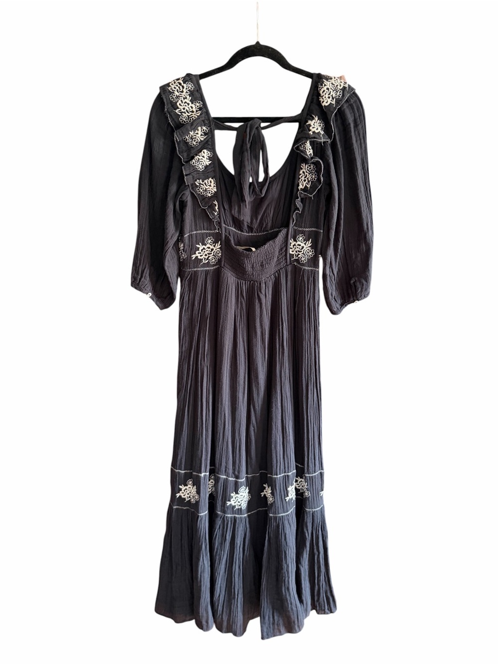 FREE PEOPLE Lovers Lane Maxi Dress Black Embroidered S - Picture 7 of 13
